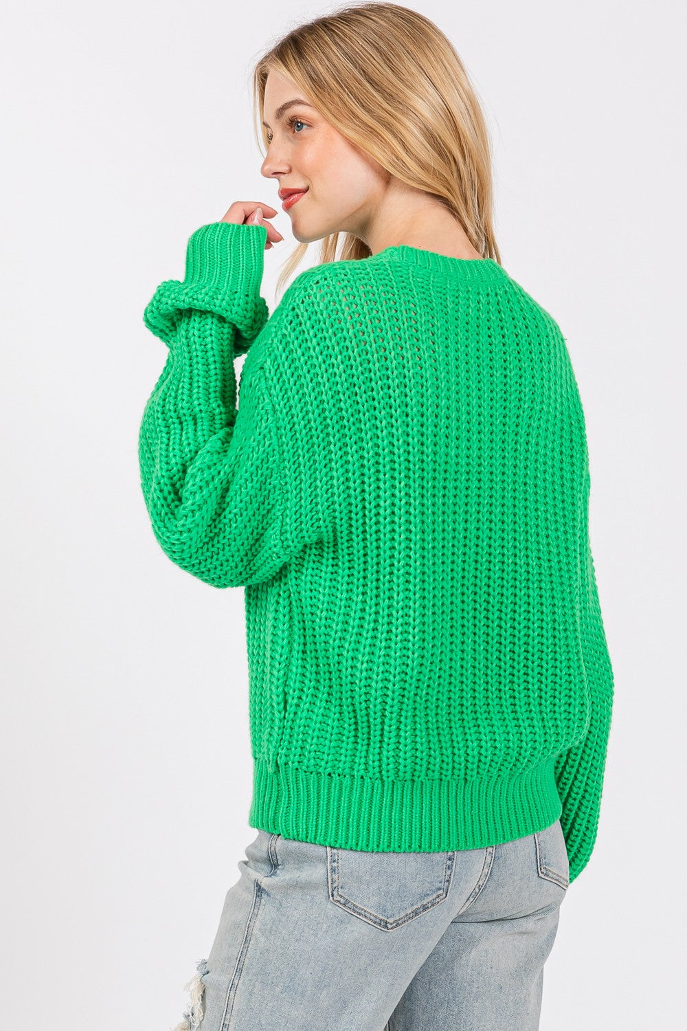 SAGE + FIG Round Neck Drop Shoulder Sweater